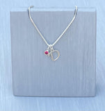 Initial & Birthstone Necklace - Letter D