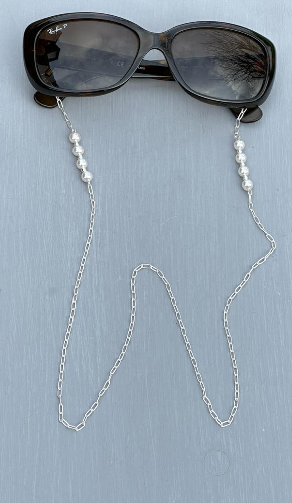 Silver Pearl link glasses chain