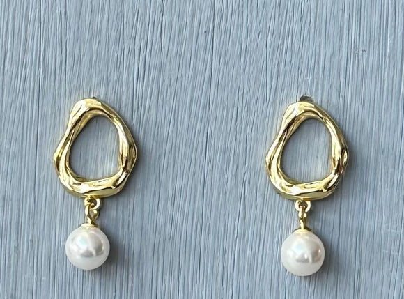Drop Open Pearl Earrings