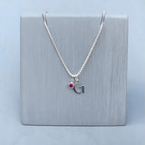 Initial and birthstone stirling silver necklace - Letter G with Tourmaline - October birthstone - 18 inch chain - other letters and birthstone's available for this stunning birthstone Jewellery