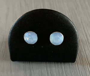 Air Blue Opal Silver Earrings - Handmade on Sterling Silver posts and Air Blue Opal crystals 