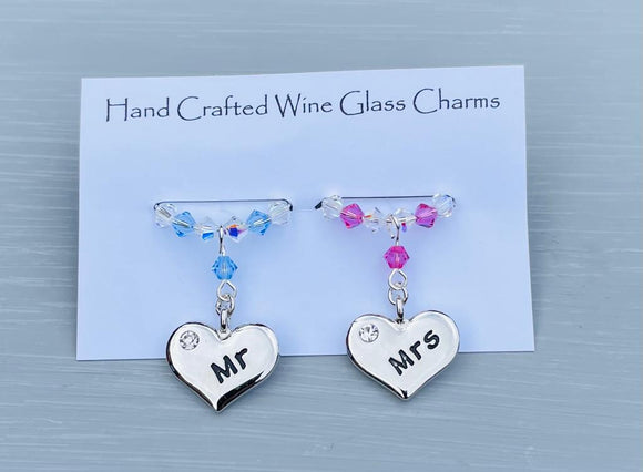 Mr & Mrs Wine Glass Charms