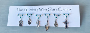 Set with Emerald Swarovski Crystals and finished with  garden themed charms make these gorgeous wine glass charms - great gift for Mother's Day, New Home or Birthday
