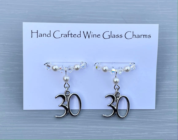 Pearl Anniversary Wine Glass Charms