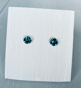 Emerald Crystal with Sterling Silver make these gorgeous Stud Earrings - Emerald is the birthstone colour for May