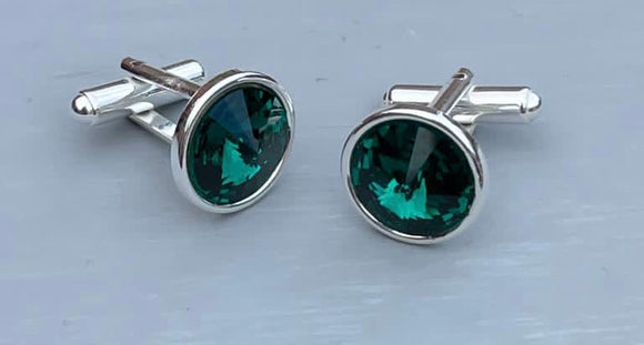 Emerald Sterling Silver Cufflinks