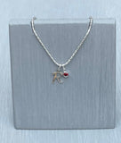 Initial & Birthstone Necklace - Letter R
